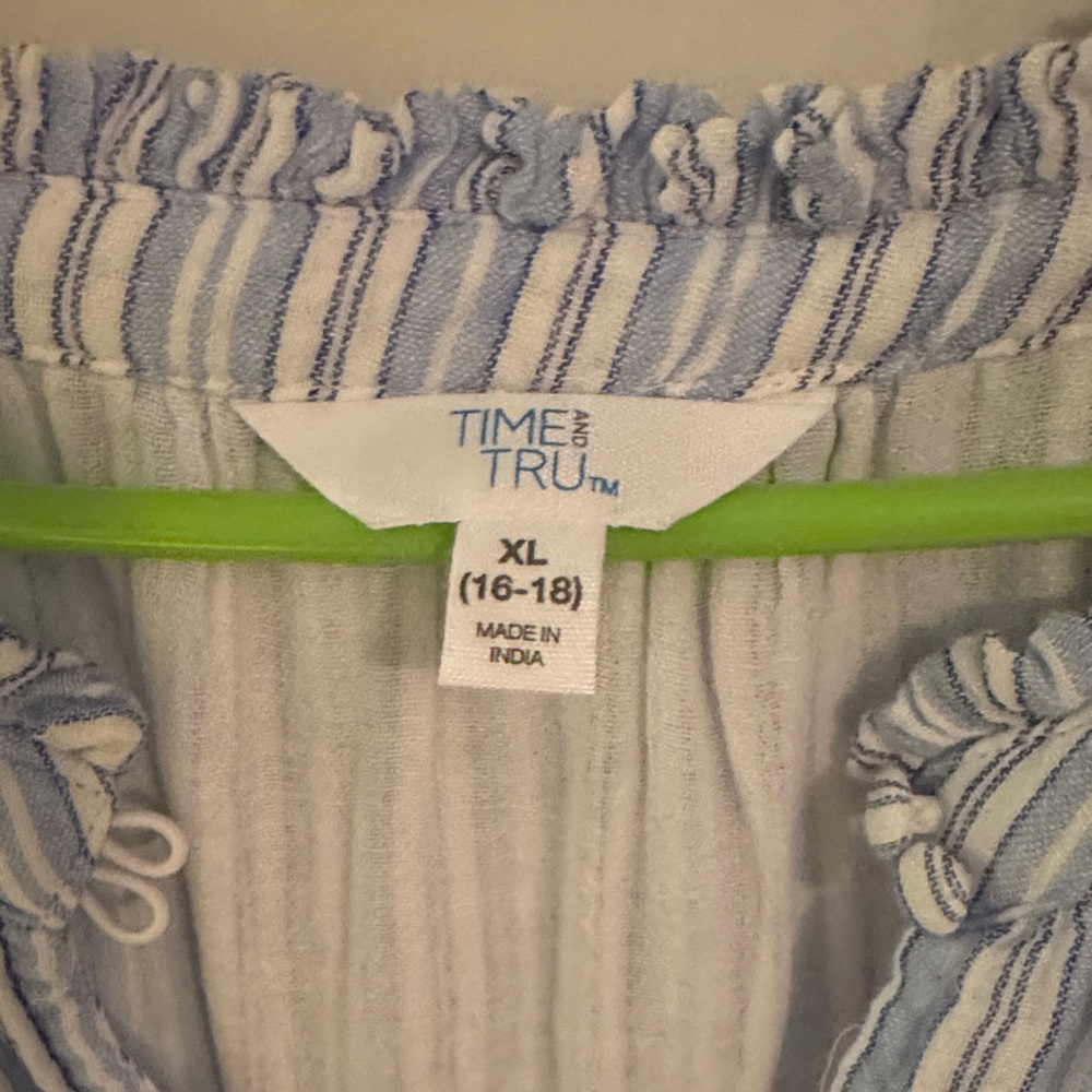 Time and Tru Blue and White Ruffled Dress - Picture 2 of 5